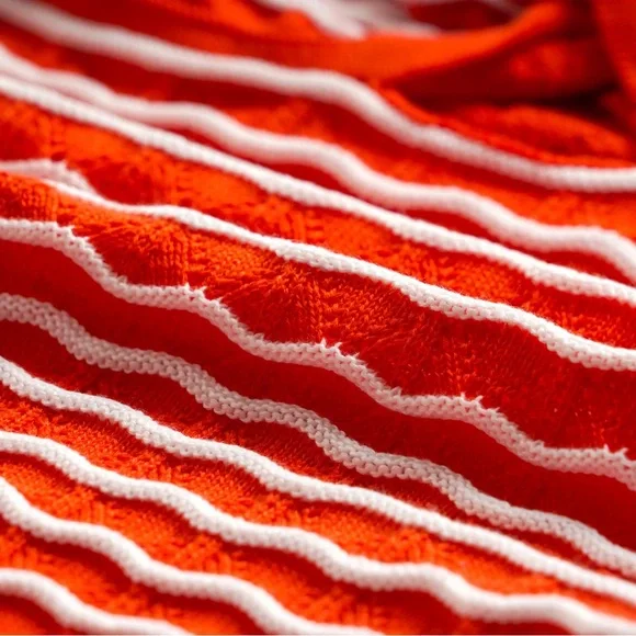 Commense Red Striped One Shoulder Knit Crop Top - size medium - Picture 6 of 7